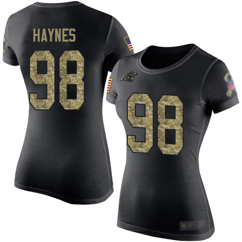 Carolina Panthers Black Camo Women Marquis Haynes Salute to Service NFL Football #98 T Shirt->nfl t-shirts->Sports Accessory